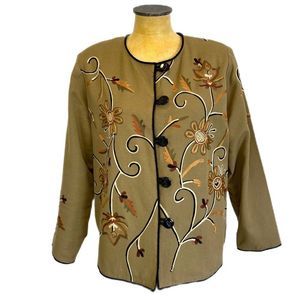 Unique Artisan made Embroidered Jacket Tan